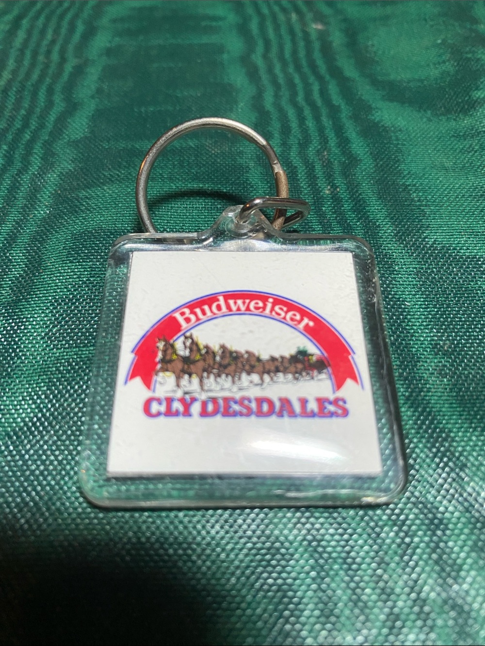 Vintage Budweiser Clydesdales Keychain Acrylic 3” Horses Beer Promo 1980s